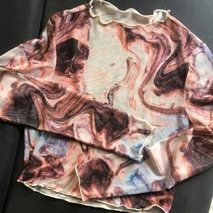 Lettuce Trim Marble Mesh Crop Top